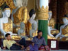 Men and buddhas,  Shwedagon Paya